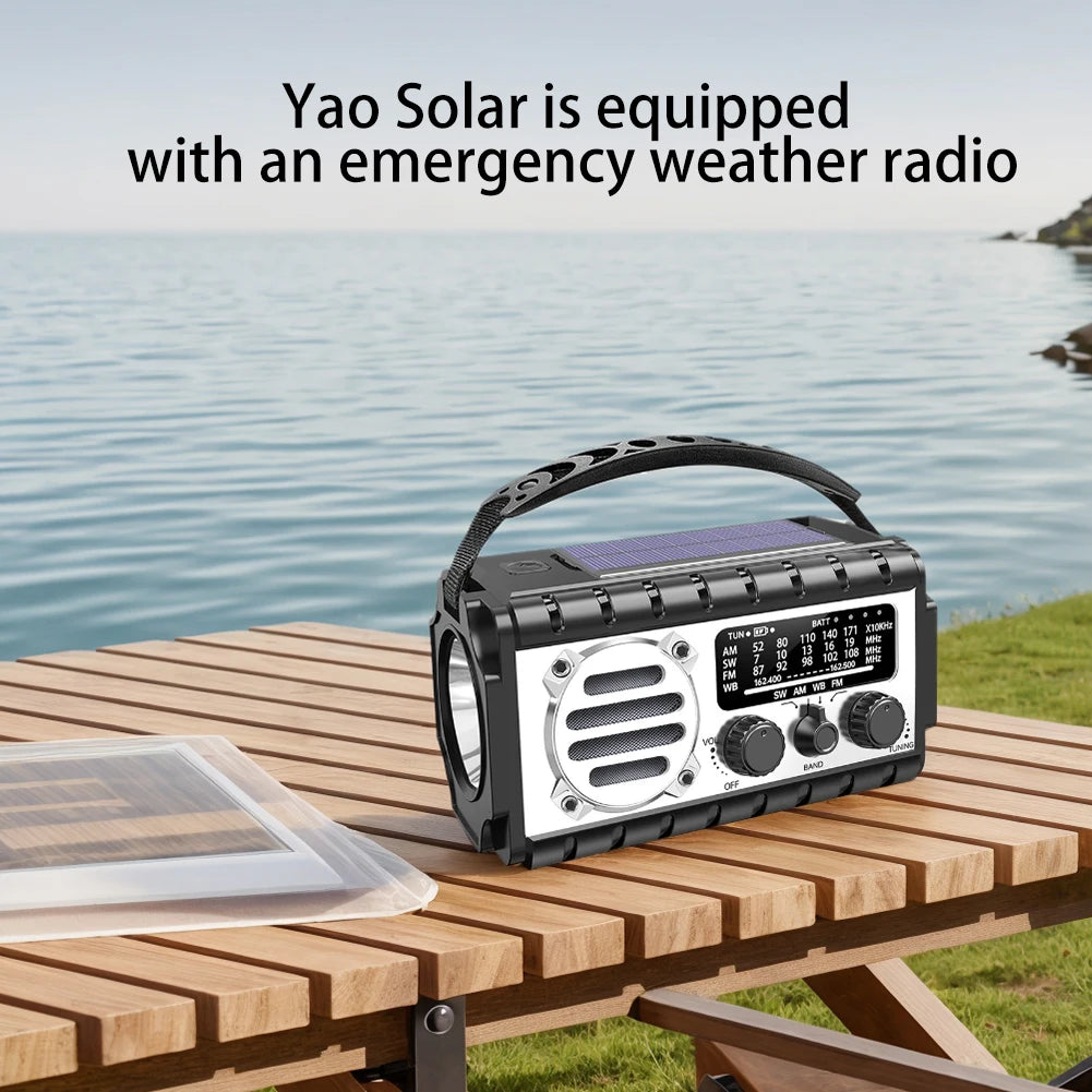 Radio/powerbank/Lanterna Solar, manivela a bateria