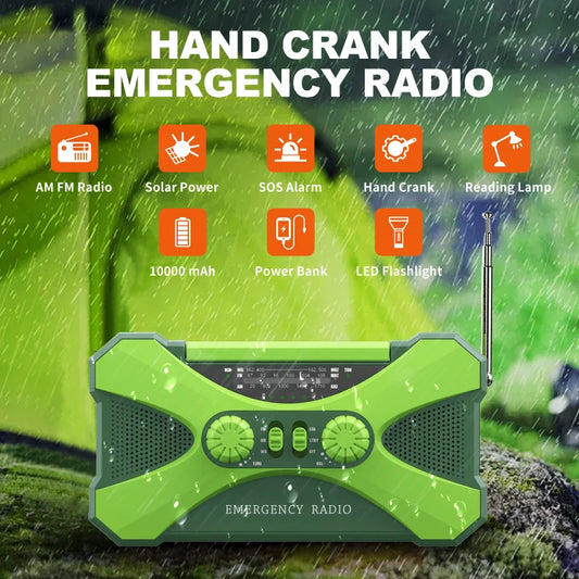 Radio Lanterna Power Bank carregamento por manivela, solar ou USB