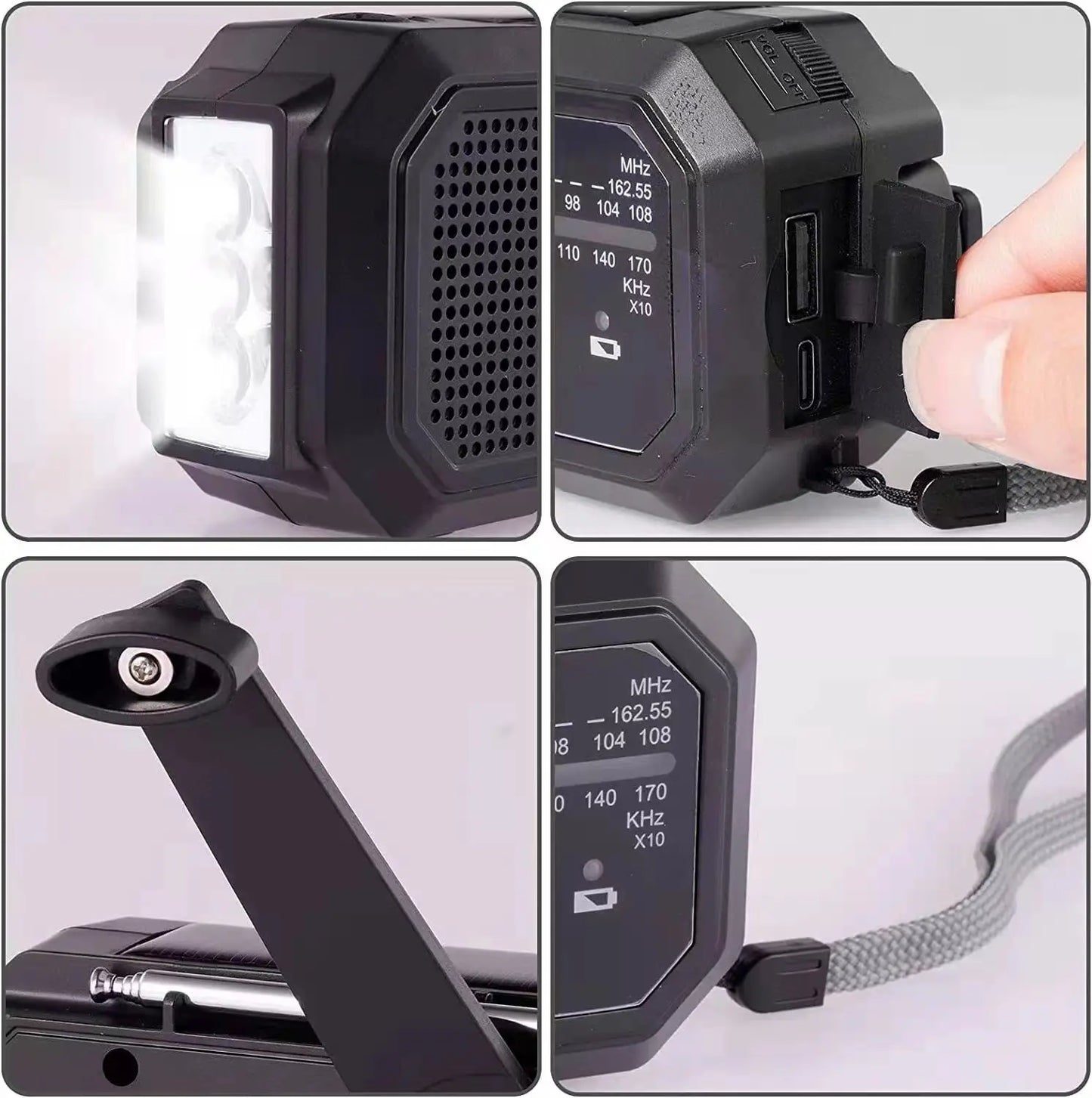 Radio/powerbank/Lanterna Solar, manivela a bateria