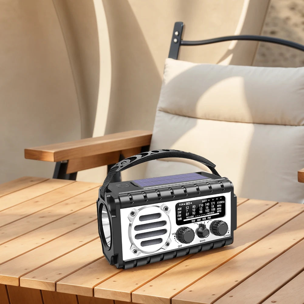 Radio/powerbank/Lanterna Solar, manivela a bateria