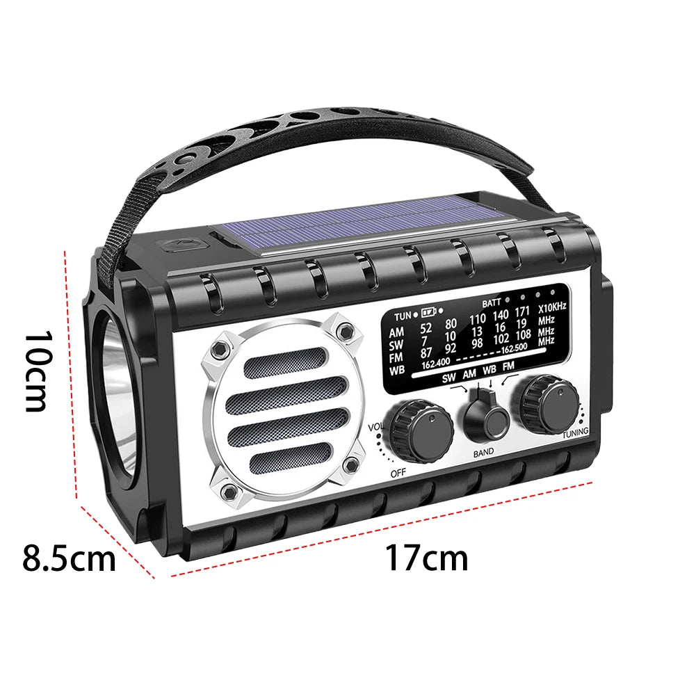 Radio/powerbank/Lanterna Solar, manivela a bateria