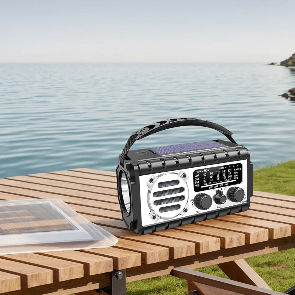 Radio/powerbank/Lanterna Solar, manivela a bateria