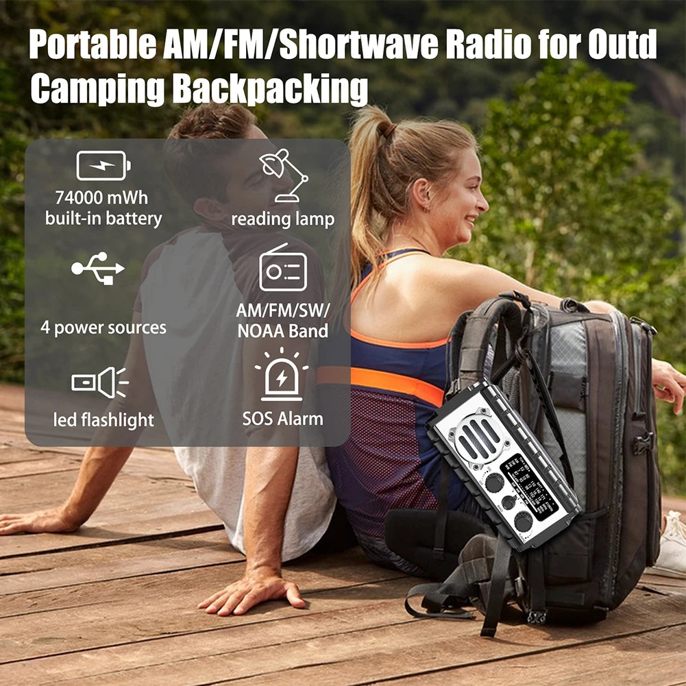 Radio/powerbank/Lanterna Solar, manivela a bateria
