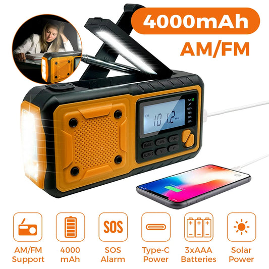 Radio Lanterna a bateria, solar ou manivela