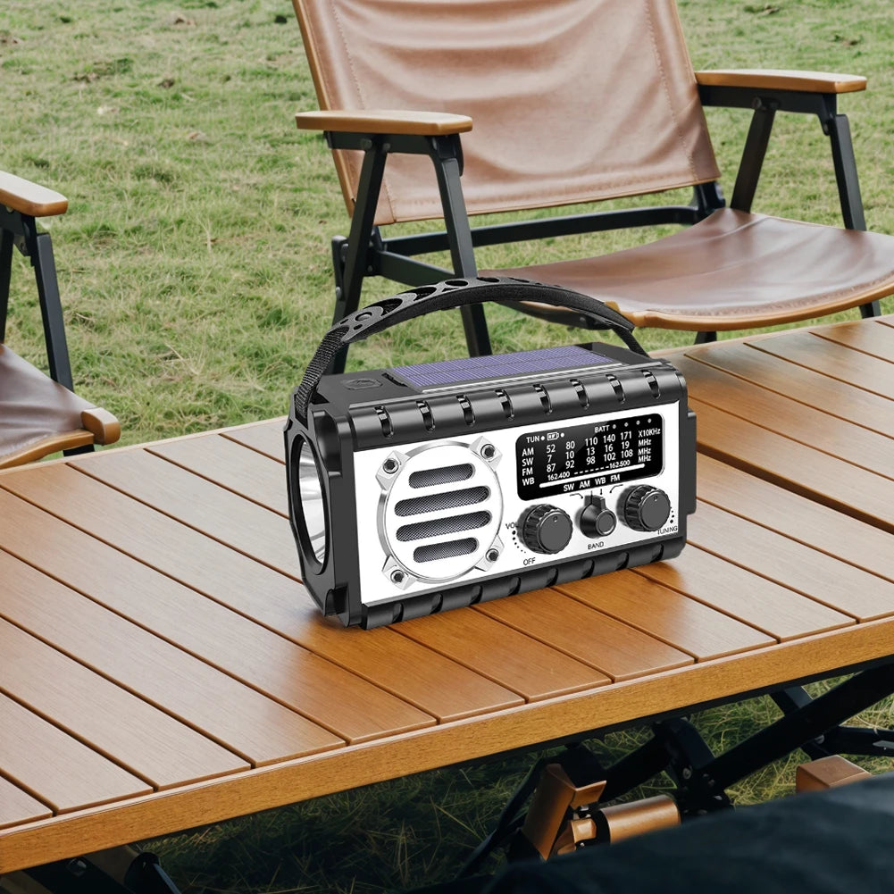 Radio/powerbank/Lanterna Solar, manivela a bateria