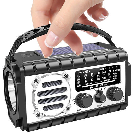 Radio/powerbank/Lanterna Solar, manivela a bateria