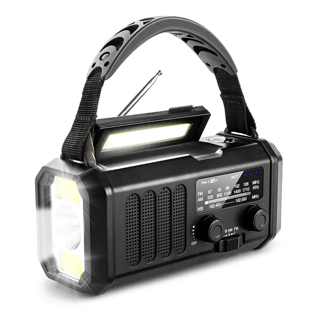 Radio de bateria, solar, ou manivela