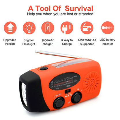 Radio Lanterna Power Bank carregamento por manivela, solar ou USB