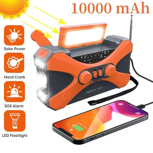 Radio Lanterna Power Bank carregamento por manivela, solar ou USB