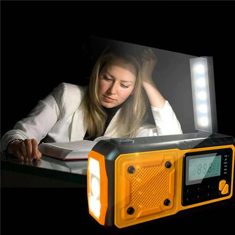 Radio Lanterna a bateria, solar ou manivela