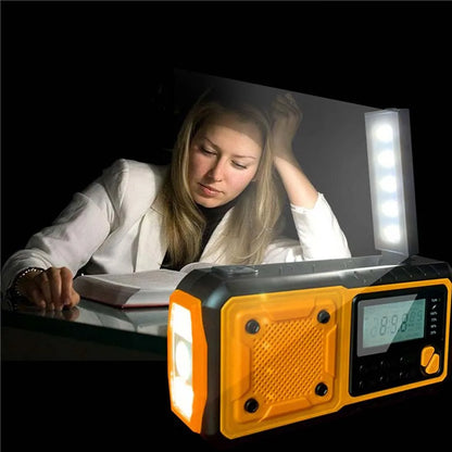 Radio Lanterna a bateria, solar ou manivela