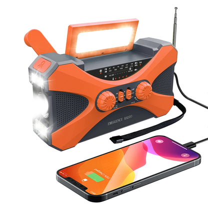 Radio Lanterna Power Bank carregamento por manivela, solar ou USB