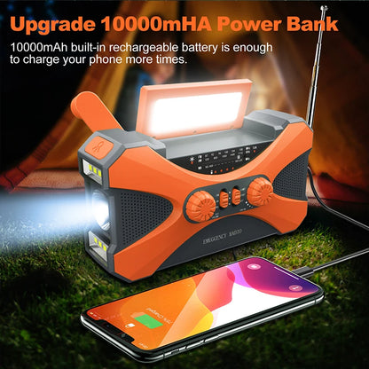 Radio Lanterna Power Bank carregamento por manivela, solar ou USB