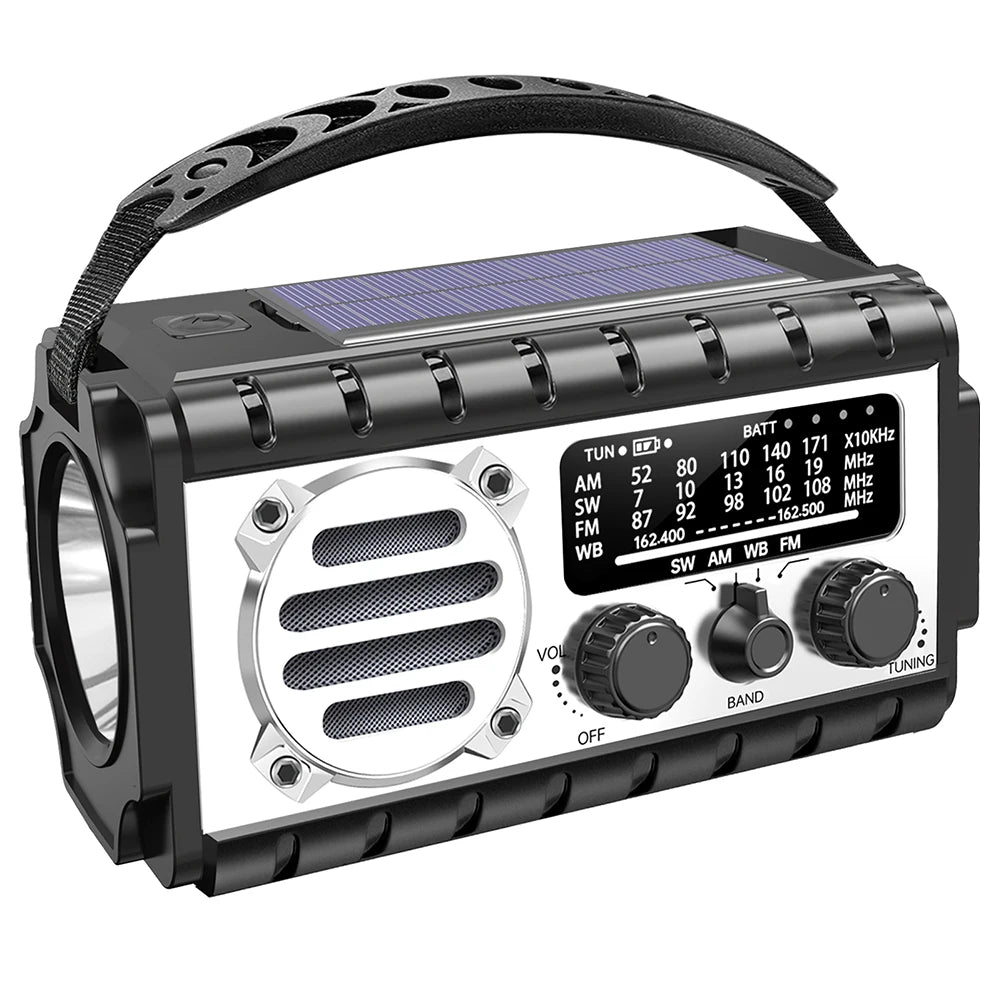 Radio/powerbank/Lanterna Solar, manivela a bateria