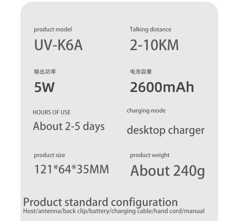 Baofeng UVK6 Walkie Talkie Quansheng UV-K6