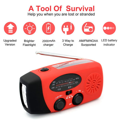 Radio Lanterna Power Bank carregamento por manivela, solar ou USB