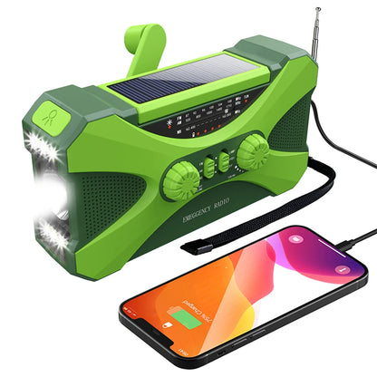 Radio Lanterna Power Bank carregamento por manivela, solar ou USB