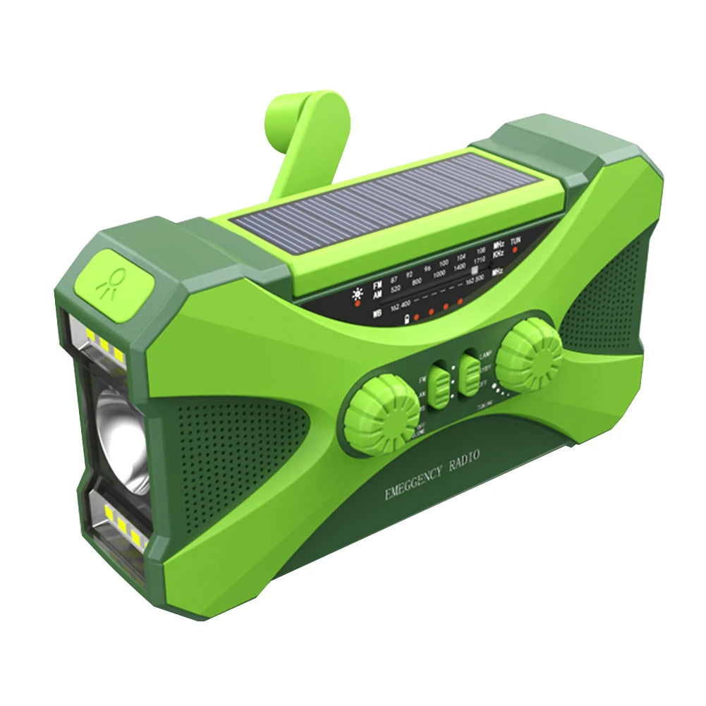 Radio Lanterna Power Bank carregamento por manivela, solar ou USB