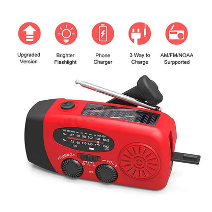 Radio de bateria, solar, ou manivela