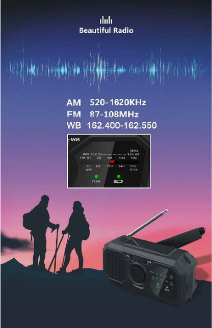 Radio/powerbank/Lanterna Solar, manivela a bateria