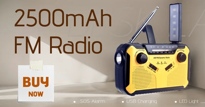Radio de bateria, solar, ou manivela
