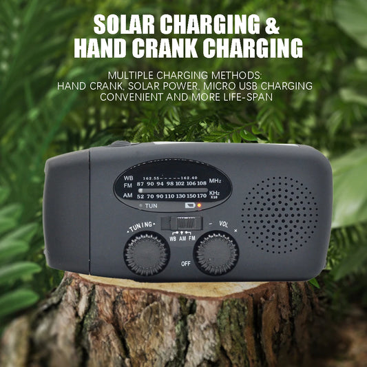 Radio/Lanterna Solar, manivela ou carregamento