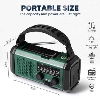 Radio de bateria, solar, ou manivela
