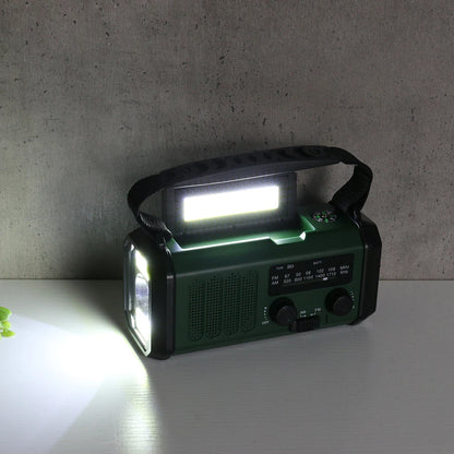 Radio Lanterna Power Bank carregamento por manivela, solar ou USB