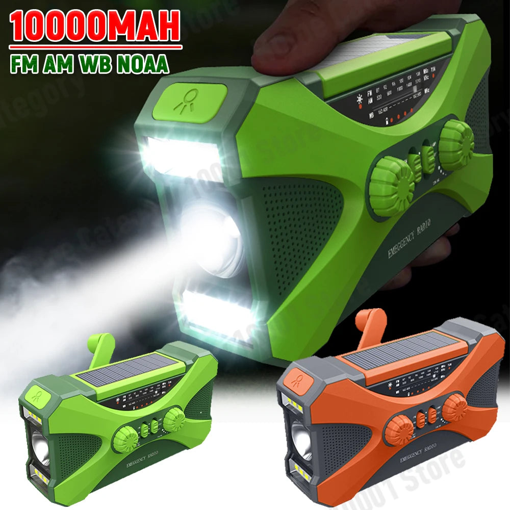 Radio Lanterna Power Bank carregamento por manivela, solar ou USB
